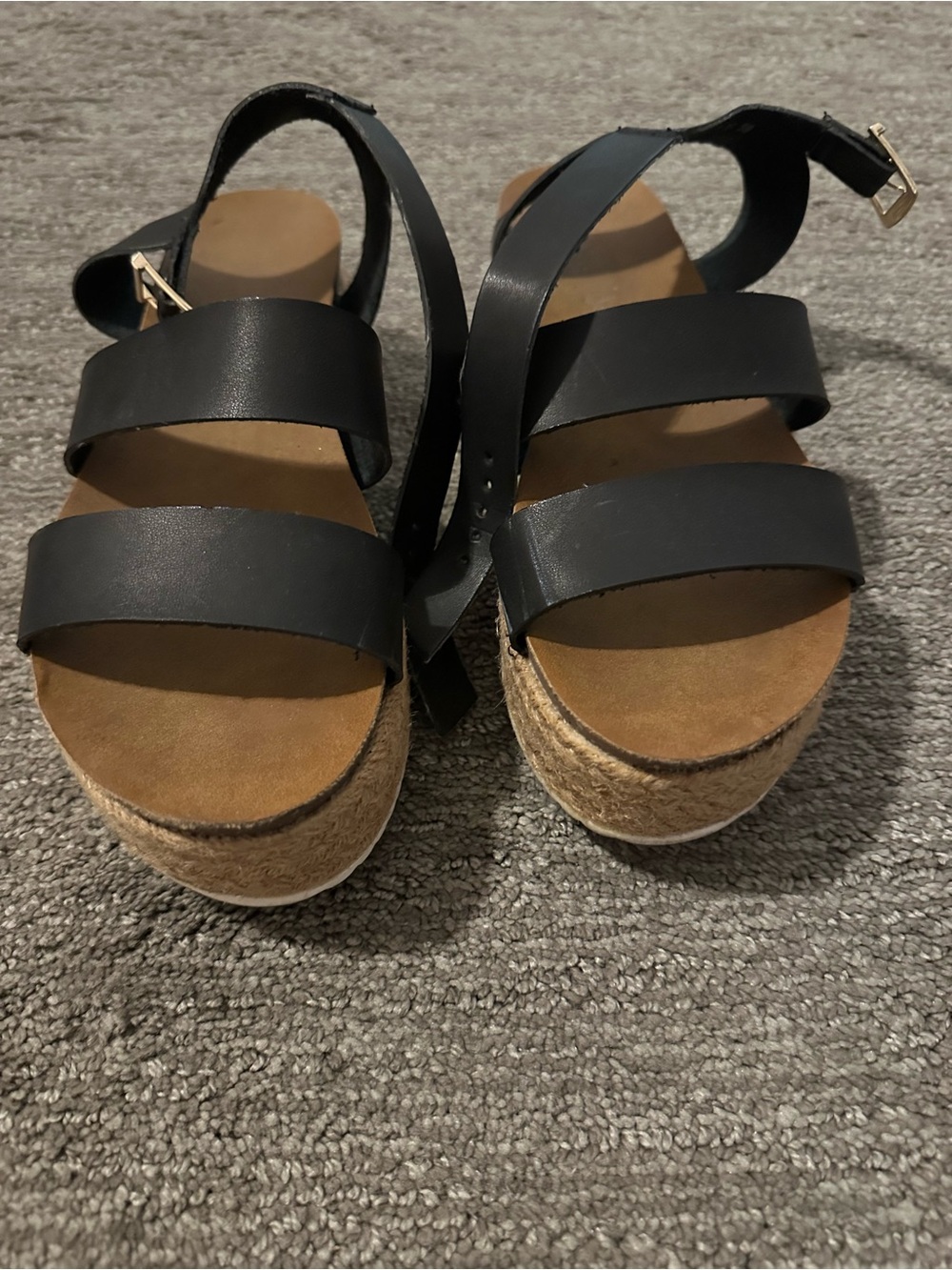 Black Platform Espadrille Sandals with Ankle Strap